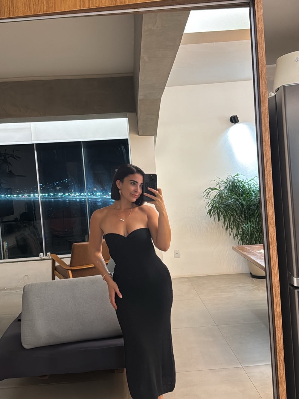 Beginning Boutique Black Strapless Knit Maxi Dress